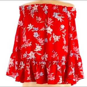 H&M Divided off shoulder red floral top size 0